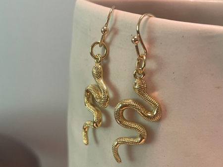 Shiny Gold Snake Earrings Fashion