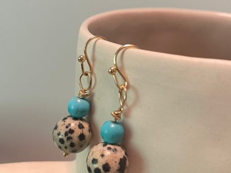 Turquoise Howlite and Spotted Jasper Earrings Hot on Sale