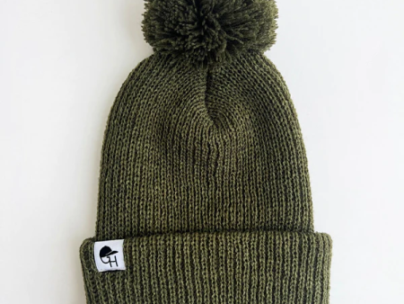 Olive Pom Beanie For Sale