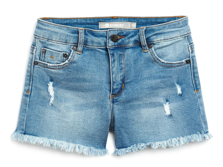 GIRLS-5 Pockets Fray Shorts with DESTRUCTION Cheap